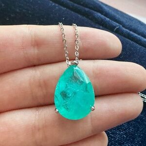 Paraiba Tourmaline Pendant Sterling Silver Necklace Water Drop Pendant